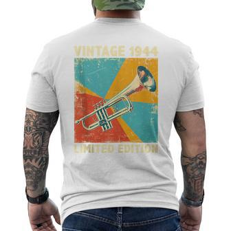 80 Years Old Vintage 1944 Trumpet Lover 80Th Birthday Men's T-shirt Back Print - Monsterry DE