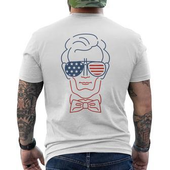 Abe Line Drawing Usa 4Th Of July President Abraham Lincoln Men's T-shirt Back Print - Monsterry CA