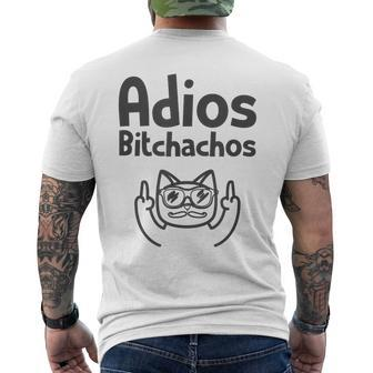 Adios Bitchachos Cinco De Mayo Cat Middle Finger Men's T-shirt Back Print - Monsterry