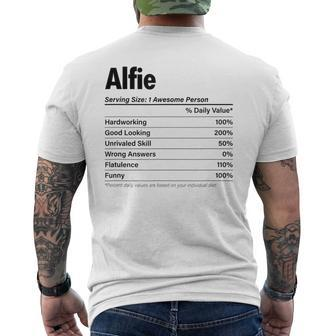 Alfie Nutrition Facts Name Definition Graphic Men's T-shirt Back Print - Seseable