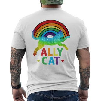 Ally Cat Lgbt Pride Ally Cat With Rainbow Men's T-shirt Back Print - Monsterry UK