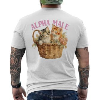 Alpha Cat Male Ironic Kitten Weird Y2k Humor Kittens Men's T-shirt Back Print - Monsterry
