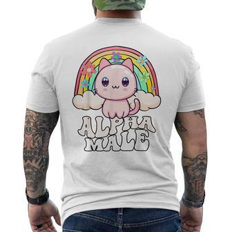Alpha Male Cat Rainbow Men's T-shirt Back Print - Seseable