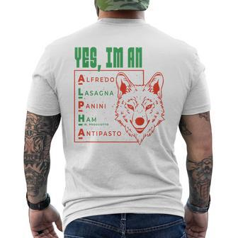 Alpha Wolf Italian Essen Ja Ich Bin Ein Alfredo Lasagna Panini T-Shirt mit Rückendruck - Seseable