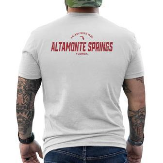 Altamonte Springs Florida Fl Vintage Athletic Red Sports Log Men's T-shirt Back Print - Monsterry