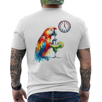 Always 5 O'clock Colorful Parrot Drinking Margarita Men's T-shirt Back Print - Seseable
