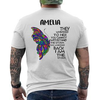 Amelia Name Amelia I Am The Storm Mens Back Print T-shirt - Thegiftio UK
