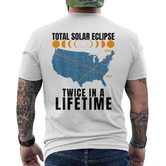 America Total Solar Eclipse April 8 2024 Usa Map Totality Men's T-shirt Back Print - Seseable