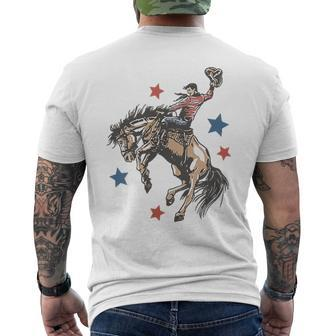 Make America Western Cowboy Again Retro 4Th Of July Usa Flag Men's T-shirt Back Print - Monsterry