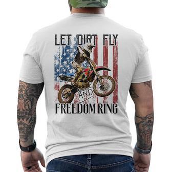 American Flag 4Th Of July Dirt Bike Motocross Racing Men's T-shirt Back Print - Monsterry CA