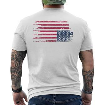 American Flag Distress Upside Down Patriotic 4Th Of July Men's T-shirt Back Print - Monsterry