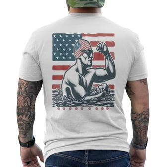 American Flag Swimming Usa 4Th Of July Fathers Day Men's T-shirt Back Print - Thegiftio UK