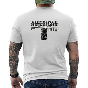 American Outlaw Military Green Mens Back Print T-shirt - Thegiftio UK