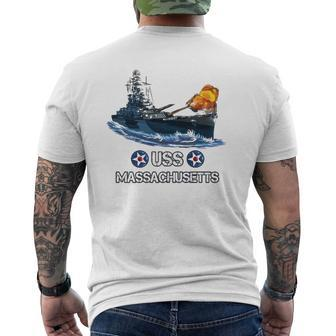 American World War 2 Naval Battleship Uss Massachusetts Mens Back Print T-shirt - Thegiftio UK