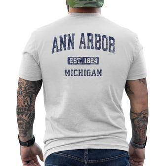 Ann Arbor Michigan Vintage Athletic Sports Men's T-shirt Back Print - Monsterry