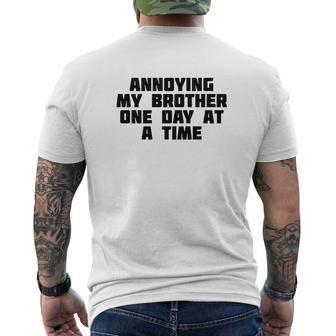 Annoying My Brother One Day At A Time Family Mens Back Print T-shirt - Seseable