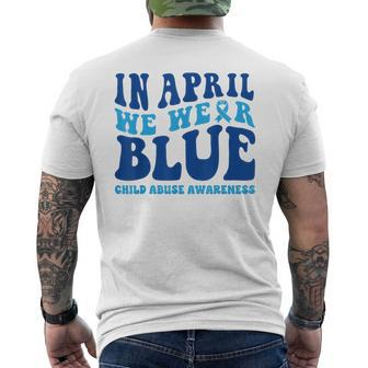 In April We Wear Blue Child Abuse Awareness Men's T-shirt Back Print | Mazezy