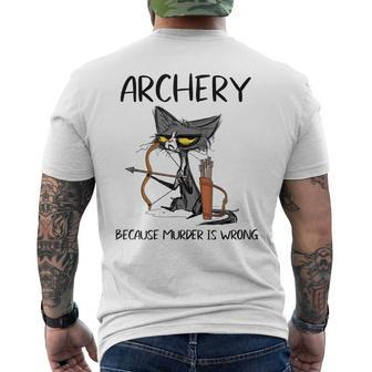 Archery Because Murder Is Wrong Cat Archer Mens Back Print T-shirt - Thegiftio UK