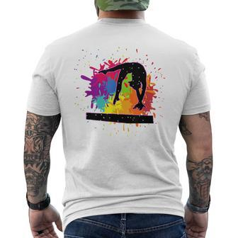 Artistic Gymnastics Balance Beam Paint Splatter Men's T-shirt Back Print - Monsterry CA