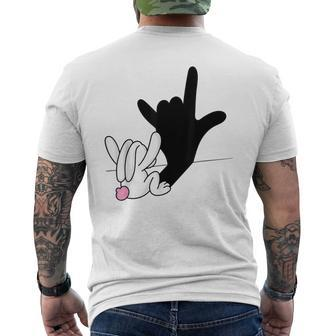 Asl Bunny Reflection I Love You Hand Sign Language Easter Men's T-shirt Back Print - Monsterry DE