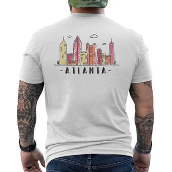 Atlanta Skyline Georgia Colorful City Souvenir Men's T-shirt Back Print - Monsterry AU
