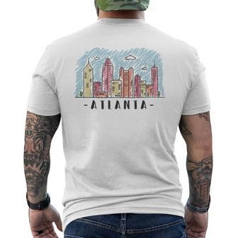 Atlanta Skyline Multi Color Watercolors Souvenir Atl Georga Men's T-shirt Back Print - Monsterry UK