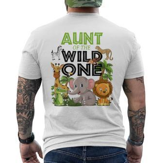 Aunt Of The Wild One Birthday 1St Safari Jungle Family Men's T-shirt Back Print - Seseable
