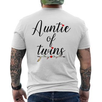 Auntie Of Twins Double Heart Pregnancy Announcement Men's T-shirt Back Print - Monsterry CA