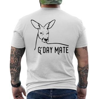 Australia G'day Mate Kangaroo Australian Symbol Men's T-shirt Back Print - Monsterry
