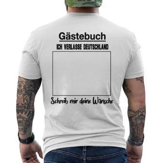 Auswandern Auswandern Ausigern Work And Travel Farewell Guest Book T-Shirt mit Rückendruck - Seseable