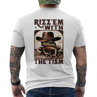 Autism Rizz Em With The Tism Meme Autistic Frog Cowboy Men's T-shirt Back Print | Mazezy