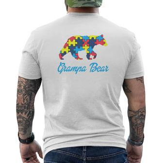 Autism Grampa Bear Silhouette Awareness Suppor Mens Back Print T-shirt - Thegiftio UK