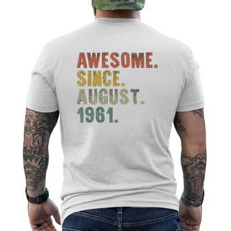 Awesome August Born In 1961 Vintage 60Th Birthday Mens Back Print T-shirt - Thegiftio UK