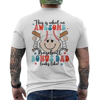 Awesome Baseball Bonus Dad Looks Like Smile Face Fathers Day Men's T-shirt Back Print - Seseable