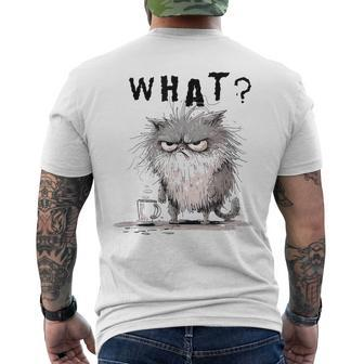 Bad Temper Feline With Coffee Grumpily Catty Grouchy Catt Men's T-shirt Back Print - Monsterry UK