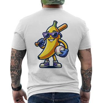Banana Playing Baseball Fruit Lover Baseball Player Men's T-shirt Back Print - Seseable