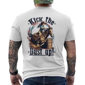 Barrel Racing Cowgirl Kick The Dust Up Rodeo Barrel Racer Men's T-shirt Back Print - Monsterry