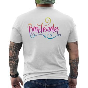 Bartender Beach Tropical Script Lettering Bar Restaurant Men's T-shirt Back Print - Monsterry DE