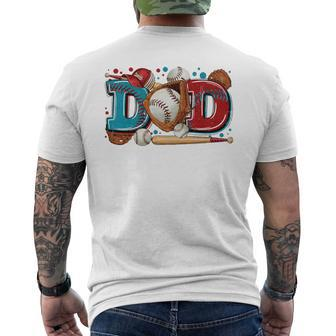 Baseball Dad Daddy Vintage Fathers Day Ball Softball T-Ball Men's T-shirt Back Print - Thegiftio UK