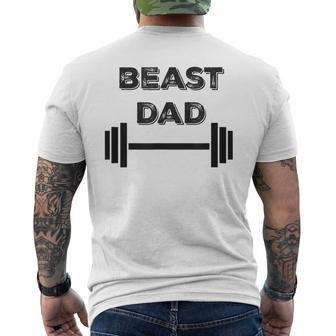 Beast Dad Barbell Father's Day Fit Workout Trainer Men's T-shirt Back Print - Monsterry DE