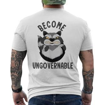Become Ungovernable Raccoon Face Meme Opossum Lover Men's T-shirt Back Print - Monsterry