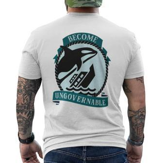 Become Ungovernable Ship Wreck Orca Whale Men's T-shirt Back Print - Monsterry