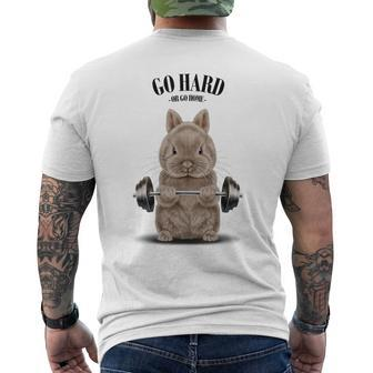 Beige Dwarf Rabbit Muscle Training Weightlifting Fitness Men's T-shirt Back Print - Monsterry UK
