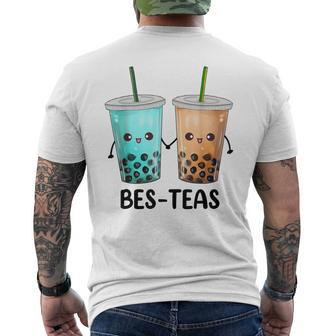 Bes Teas Besties Boba Tea Bubble Tea Kawaii Best Friend Pun Men's T-shirt Back Print - Monsterry UK