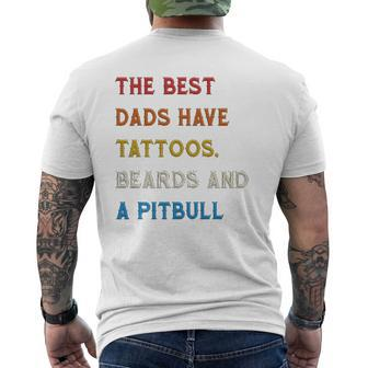 The Best Dads Have Tattoos Beards And Pitbull Vintage Retro Mens Back Print T-shirt | Mazezy CA