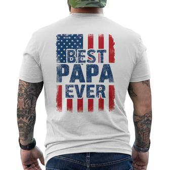 Best Papa Ever Us American Flag For Father's Day Men Men's T-shirt Back Print - Seseable