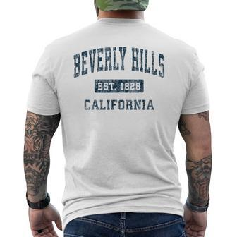 Beverly Hills California Ca Vintage Sports Navy Print Men's T-shirt Back Print - Monsterry AU