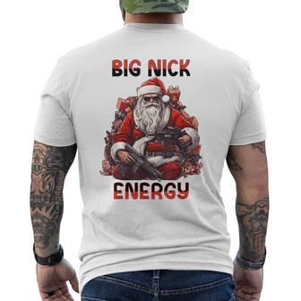 Big Nick Energy Vintage Gangster Santa Claus Wink Christmas Men's T-shirt Back Print - Monsterry