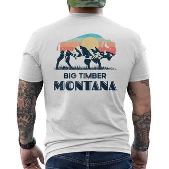 Big Timber Montana Vintage Hiking Bison Nature Men's T-shirt Back Print - Monsterry