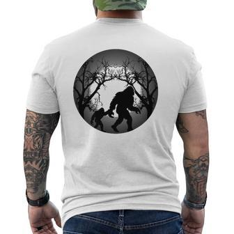 Bigfoot And His Son Wild Outdoor Yeti Father's Day Mens Back Print T-shirt | Mazezy